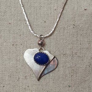 Sterling Lapis & gold leaf signed JKM Lea.